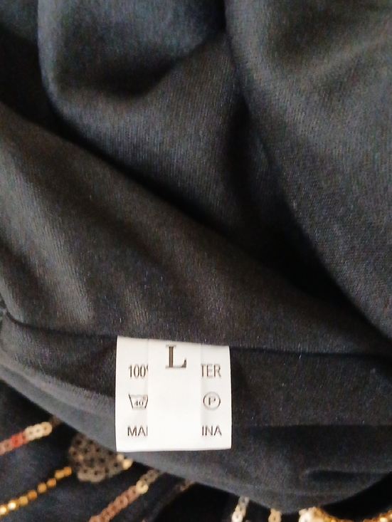 Black & Gold Art Deco Floral Cocktail Fringe V-Neck Beaded Dress New Large - Picture 14 of 16